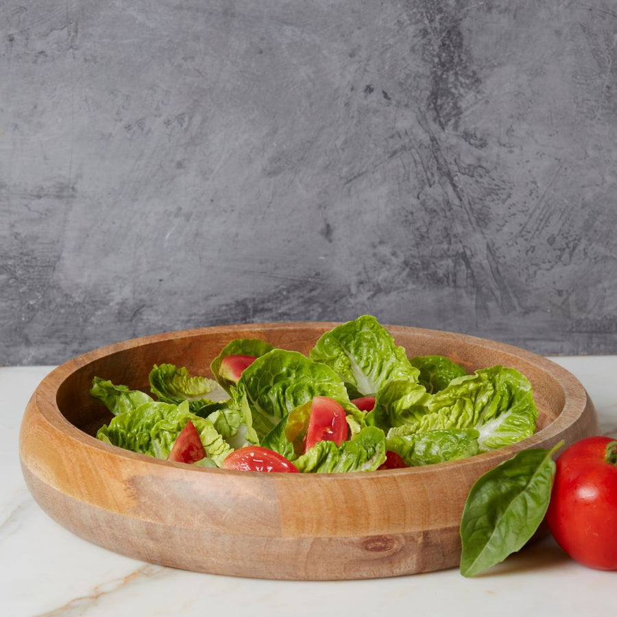 Serving Platters - Wood | Cheese Meat Plate, Charcuterie Boards, Snack Dish, Fruit Bowl, Salad Bowl | Shallow, Round, 14in, 12in