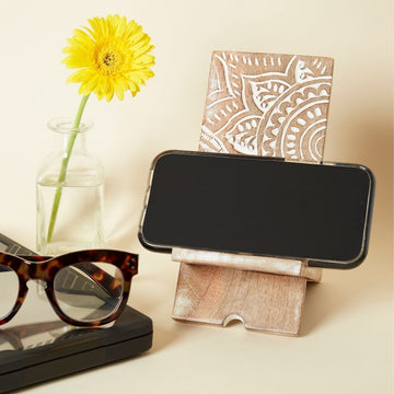Mandala Wood Phone Holder