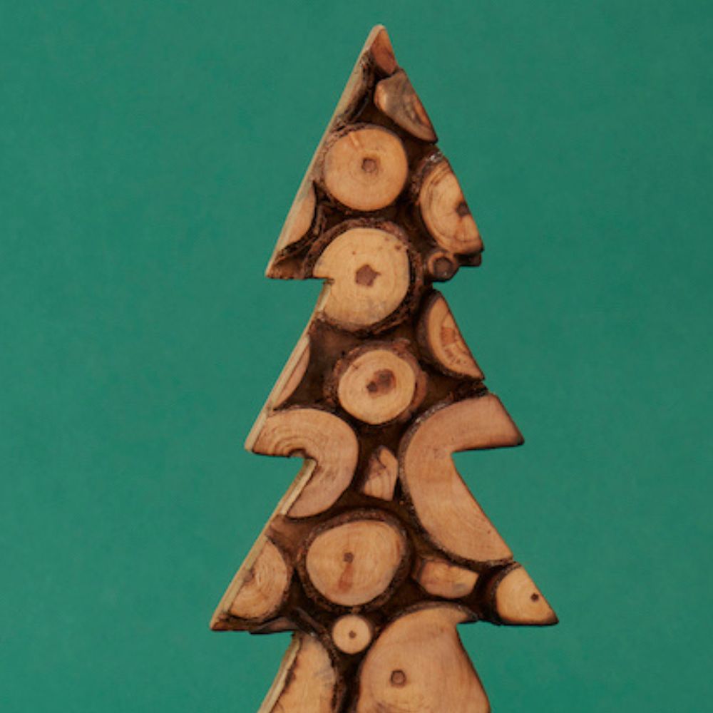 Holiday Wood Pine Tree Tabletop Set