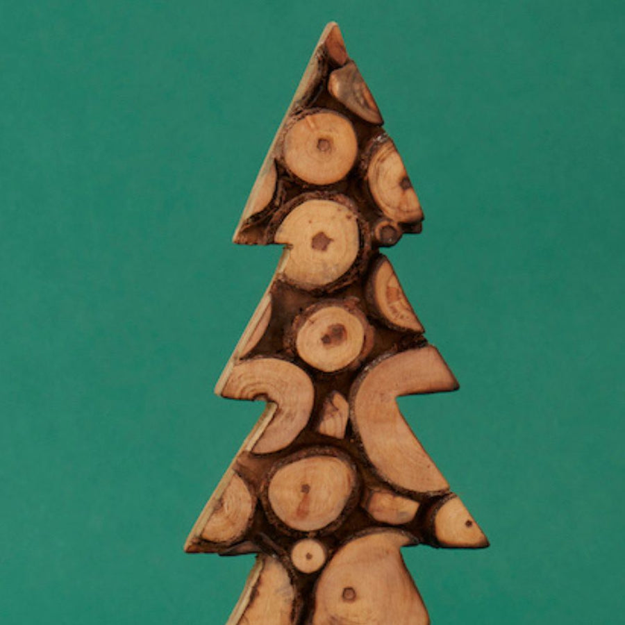 Holiday Wood Pine Tree Tabletop Set