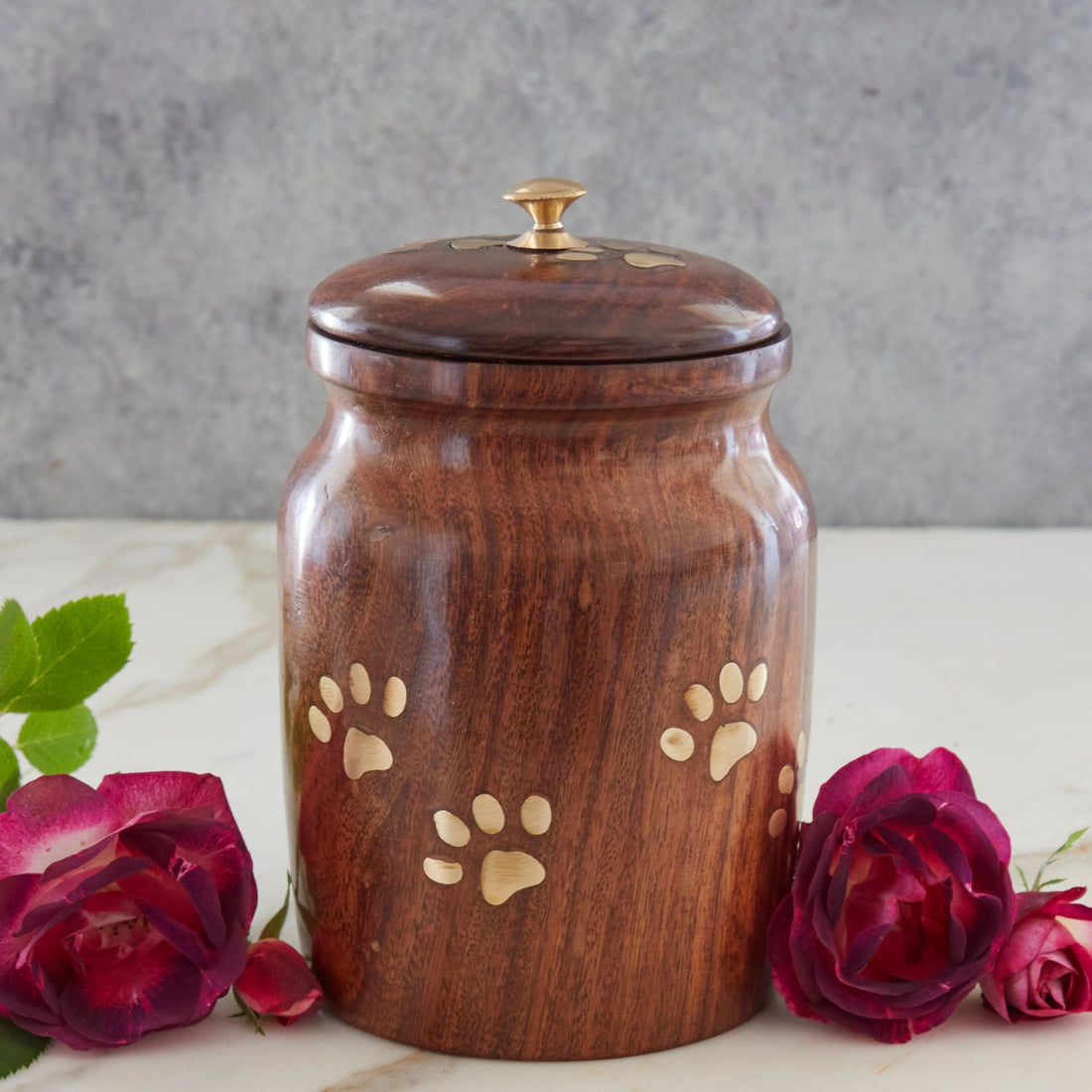 Brass Paws Wooden Dog Memories Urn