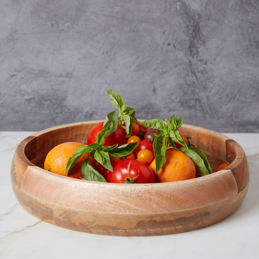 Serving Platters - Wood | Cheese Meat Plate, Charcuterie Boards, Snack Dish, Fruit Bowl, Salad Bowl | Shallow, Round, 14in, 12in