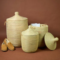 Woven Storage Basket for Home, Living Room, Bedroom, Baby Nursery, Kids Room - Laundry, Toys, Blankets, Clothes, Storage, Pillows and Towels, Hamper, Bin, Basket with Lid, Wicker, Beige