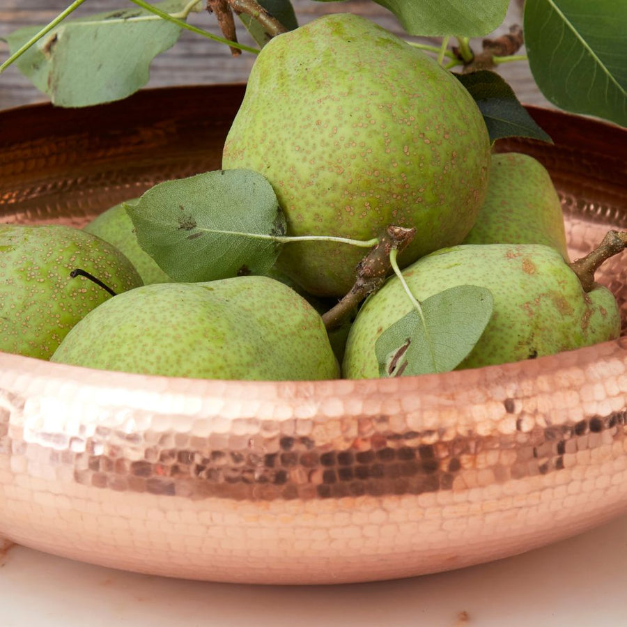 Wide Hand Hammered Copper Fruit Bowl