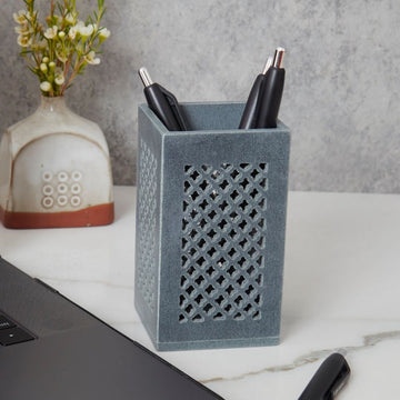 Lattice Gray Stone Pens Holder