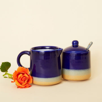 Ocean Ceramic Sugar Pot and Creamer Set