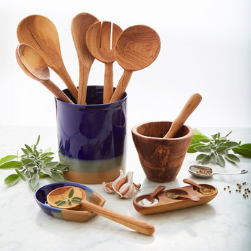 Ocean Ceramic Utensil Holder Spoon Rest Set