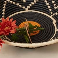 Extra Large Black Burst Raffia Woven Fruit Bread Bowl