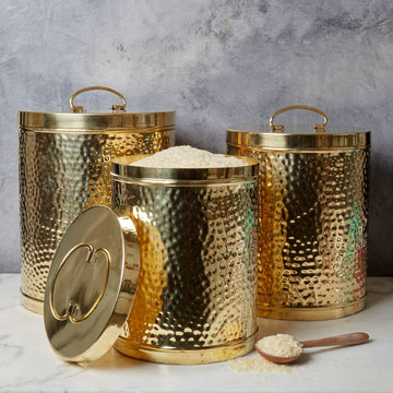 Jumbo Pure Brass Pantry Flour Canister Set of 3