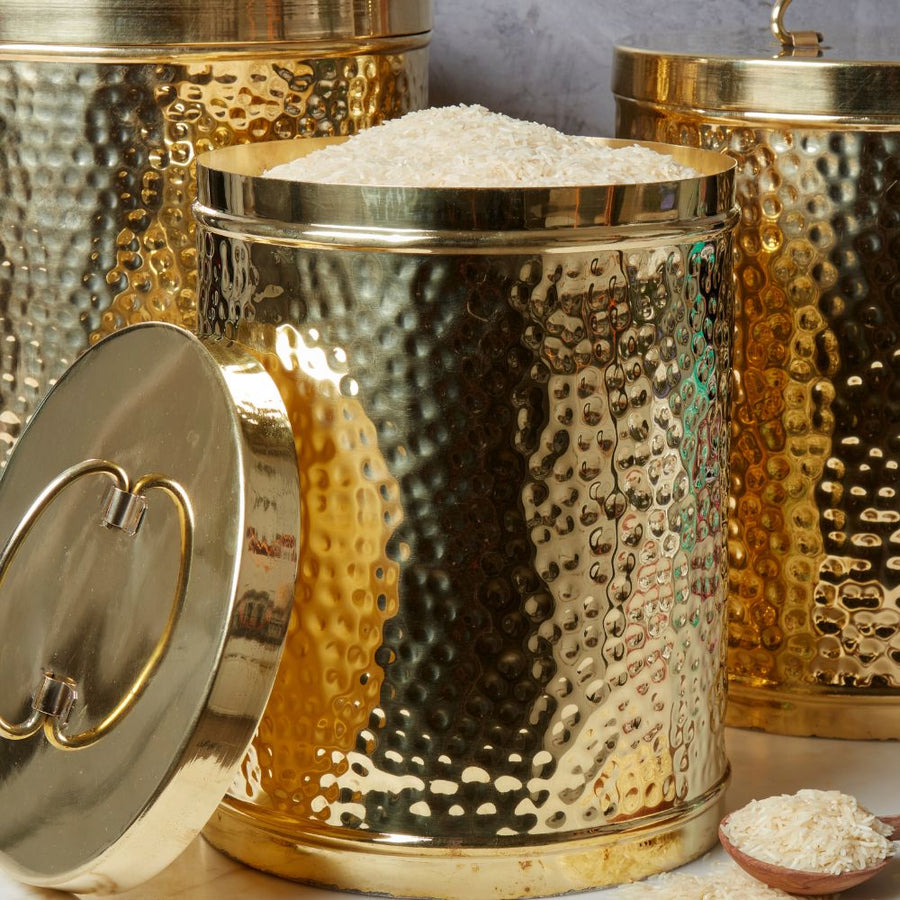Jumbo Pure Brass Pantry Flour Canister Set of 3