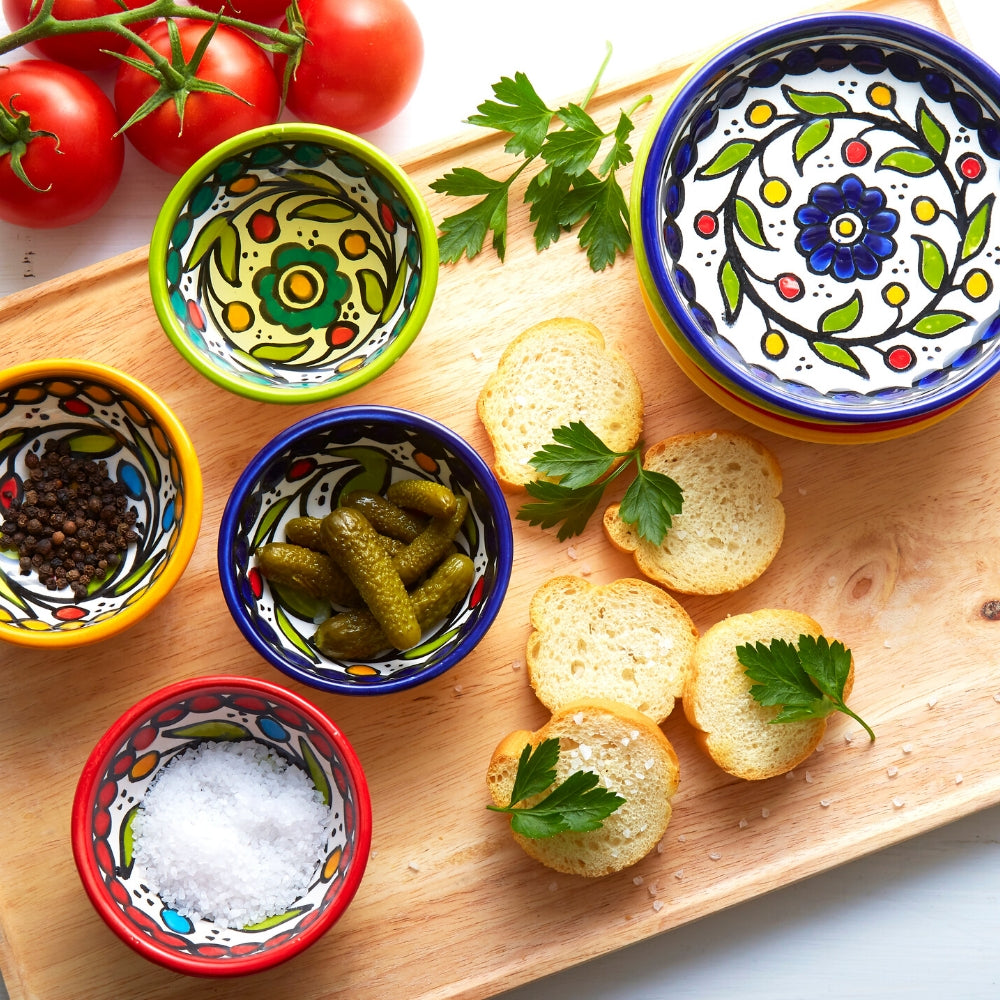 Ceramic Palestine Colorful Vine Appetizer Plate Set