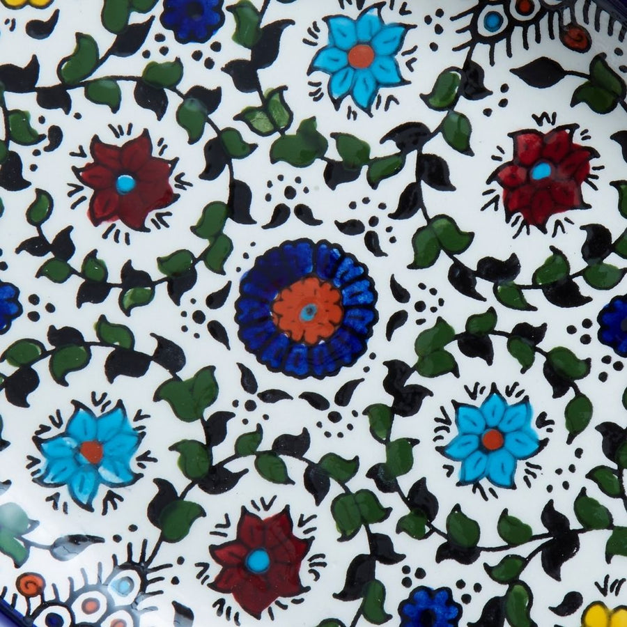 Medium Ceramic Palestine Blue Floral Oval Dish
