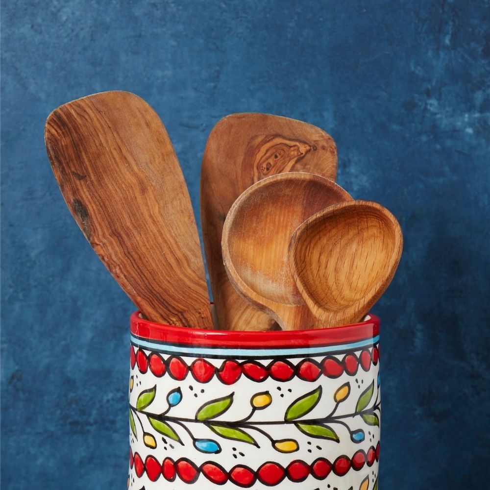 Ceramic Palestine Red Colorful Vine Utensil Holder