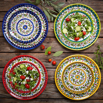 Ceramic Palestine Colorful Vine Dinner Plates Salad Plates Set