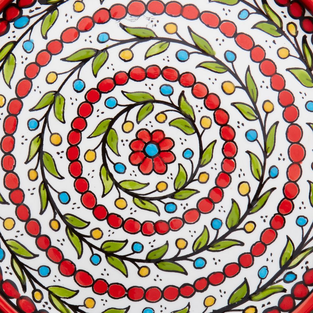 Ceramic Palestine Colorful Vine Red Dinner Plate