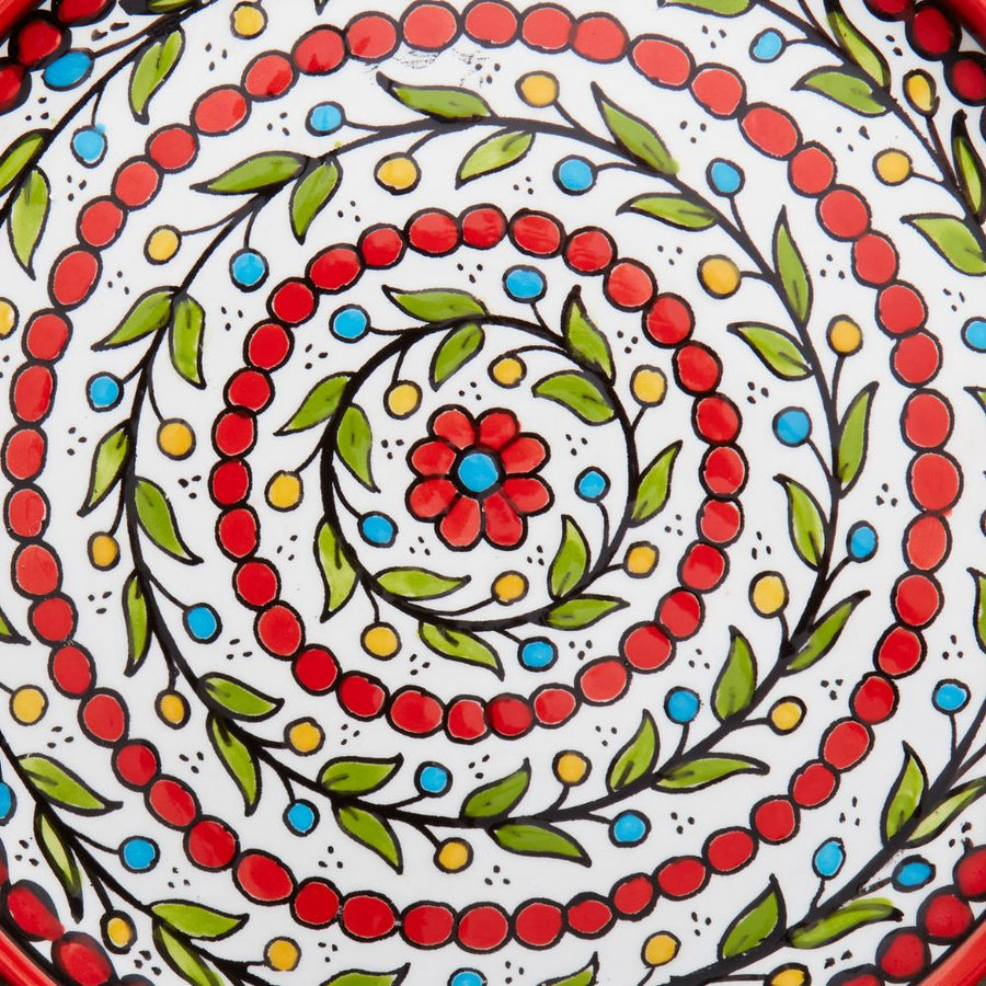 Ceramic Palestine Colorful Vine Red Dinner Plate