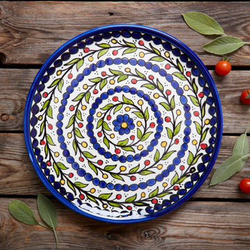 Ceramic Palestine Colorful Vine Blue Dinner Plate