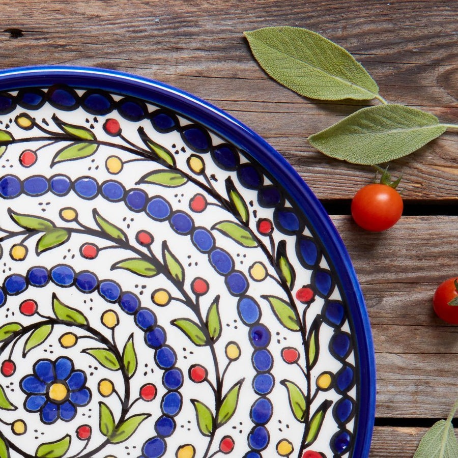 Ceramic Palestine Colorful Vine Blue Dinner Plate
