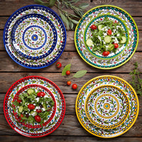 Ceramic Palestine Colorful Vine Red Salad Plate