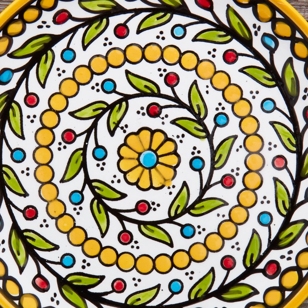 Ceramic Palestine Colorful Vine Yellow Salad Plate