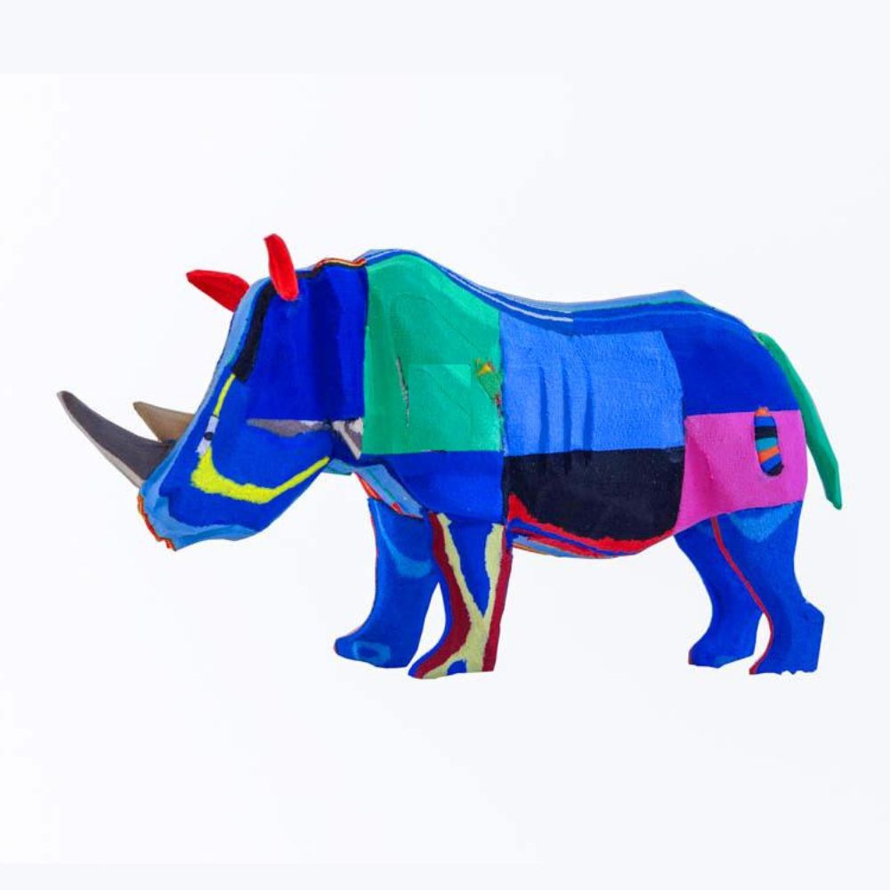 Small Recycled Flip Flop Rhino Figurine
