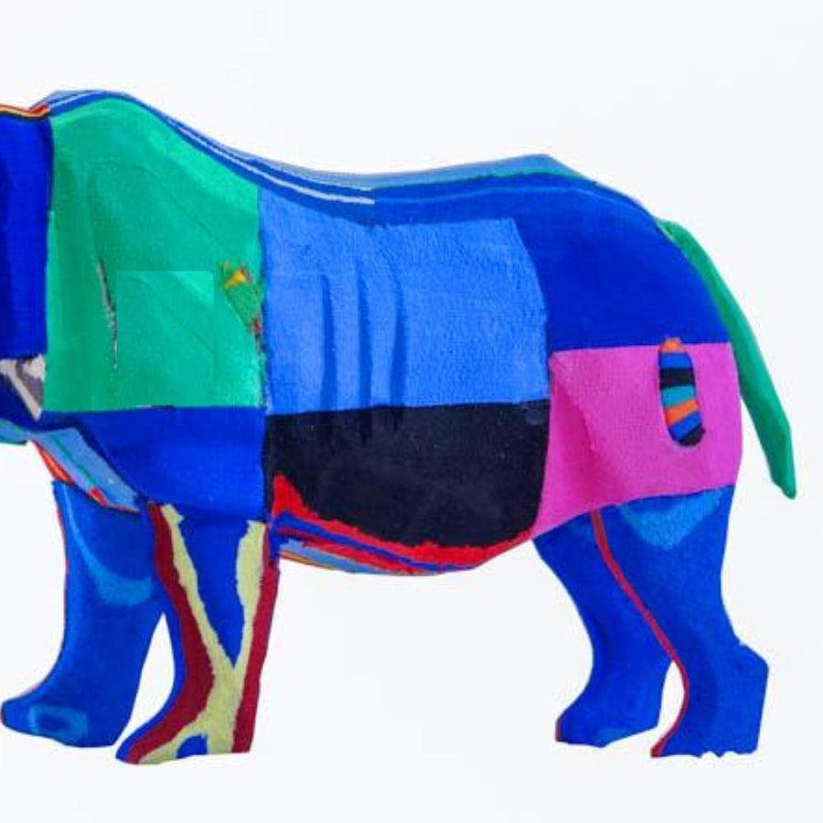 Small Recycled Flip Flop Rhino Figurine
