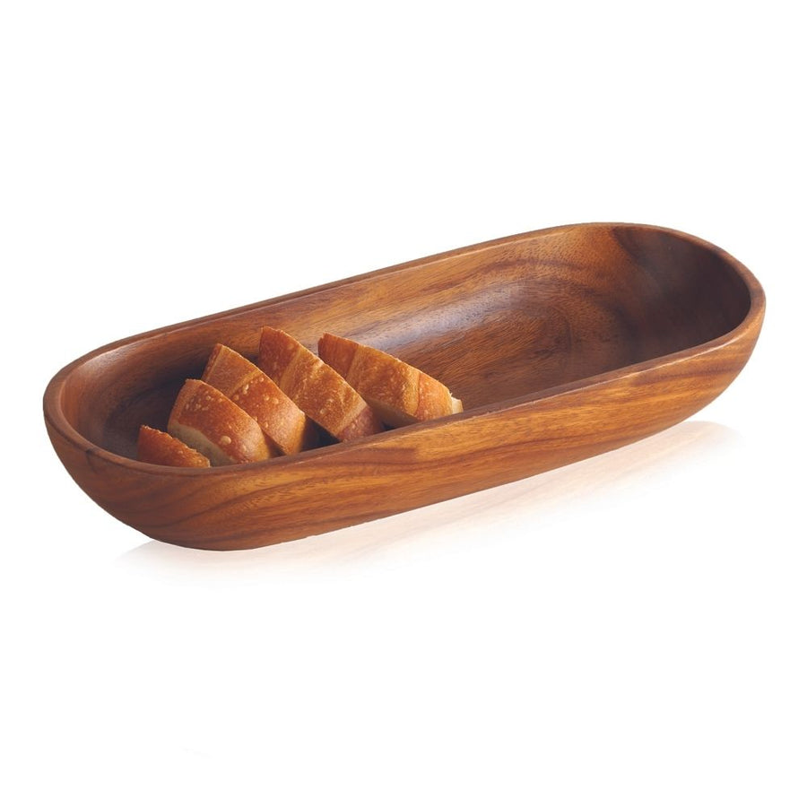 Long Acacia Wood Oval Bowl