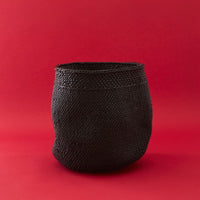 Small Black Iringa Indoor Planter Toy Storage Woven Basket