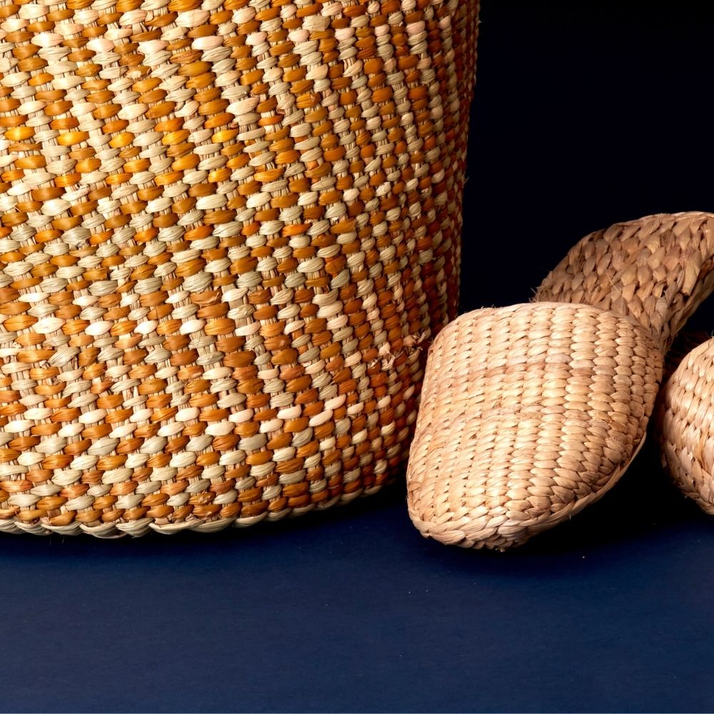 Large Yellow Iringa Indoor Planter Toy Storage Woven Basket