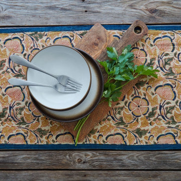 Kalamkaari Beige Floral 72 x 14 Table Runner