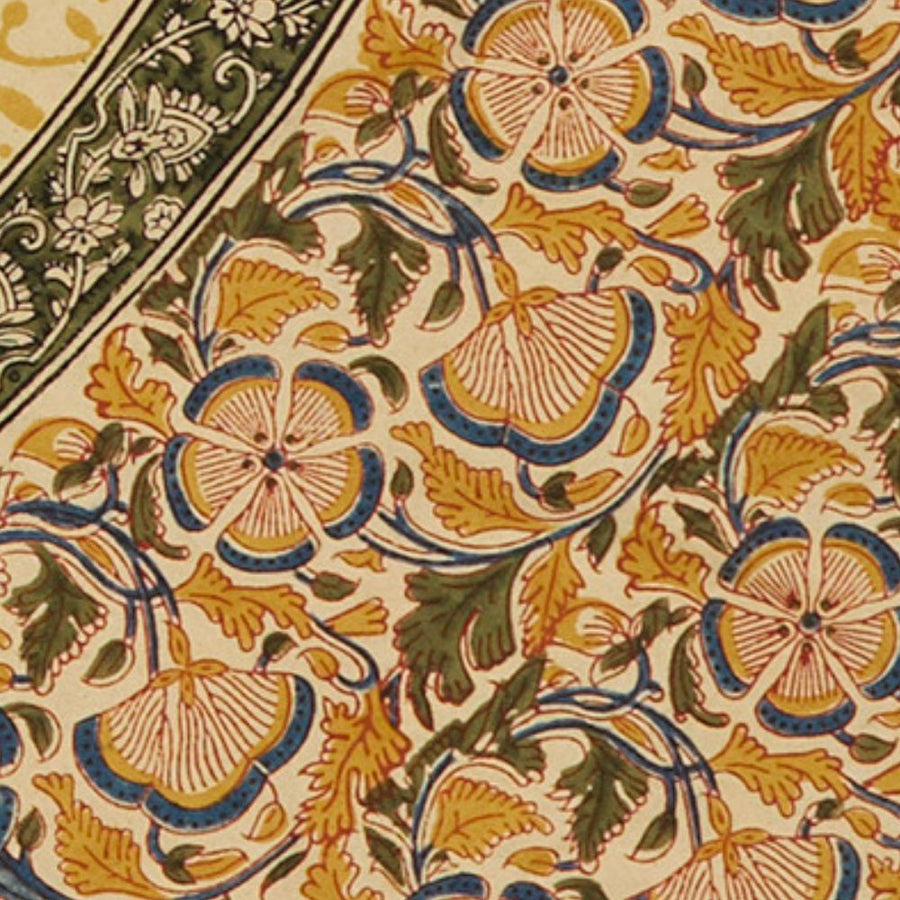 Kalamkaari Beige Floral 70 Round Tablecloth