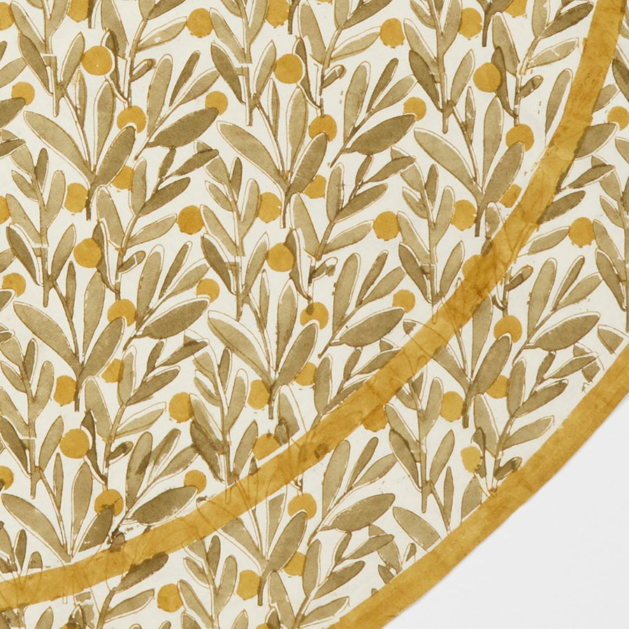 Kalamkaari Olive Branches 70 Round Tablecloth 20 x 20 Napkin Set