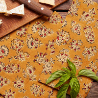 Kalamkaari Mustard Floral 20 x 20 Napkin Set