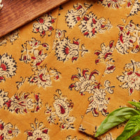Kalamkaari Mustard Floral 20 x 20 Napkin Set