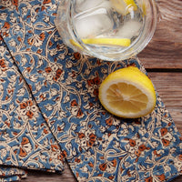 Kalamkaari Blue Floral 20 x 20 Napkin Set