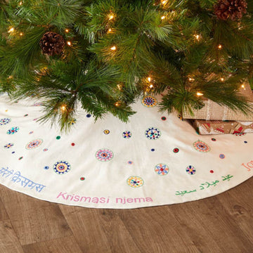 Holiday Greeting Embroidery Tree Skirt