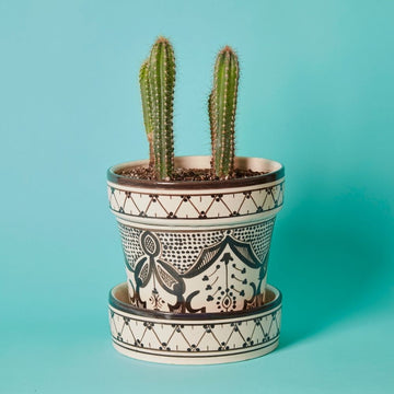 Black Arabesque Ceramic Large Planter