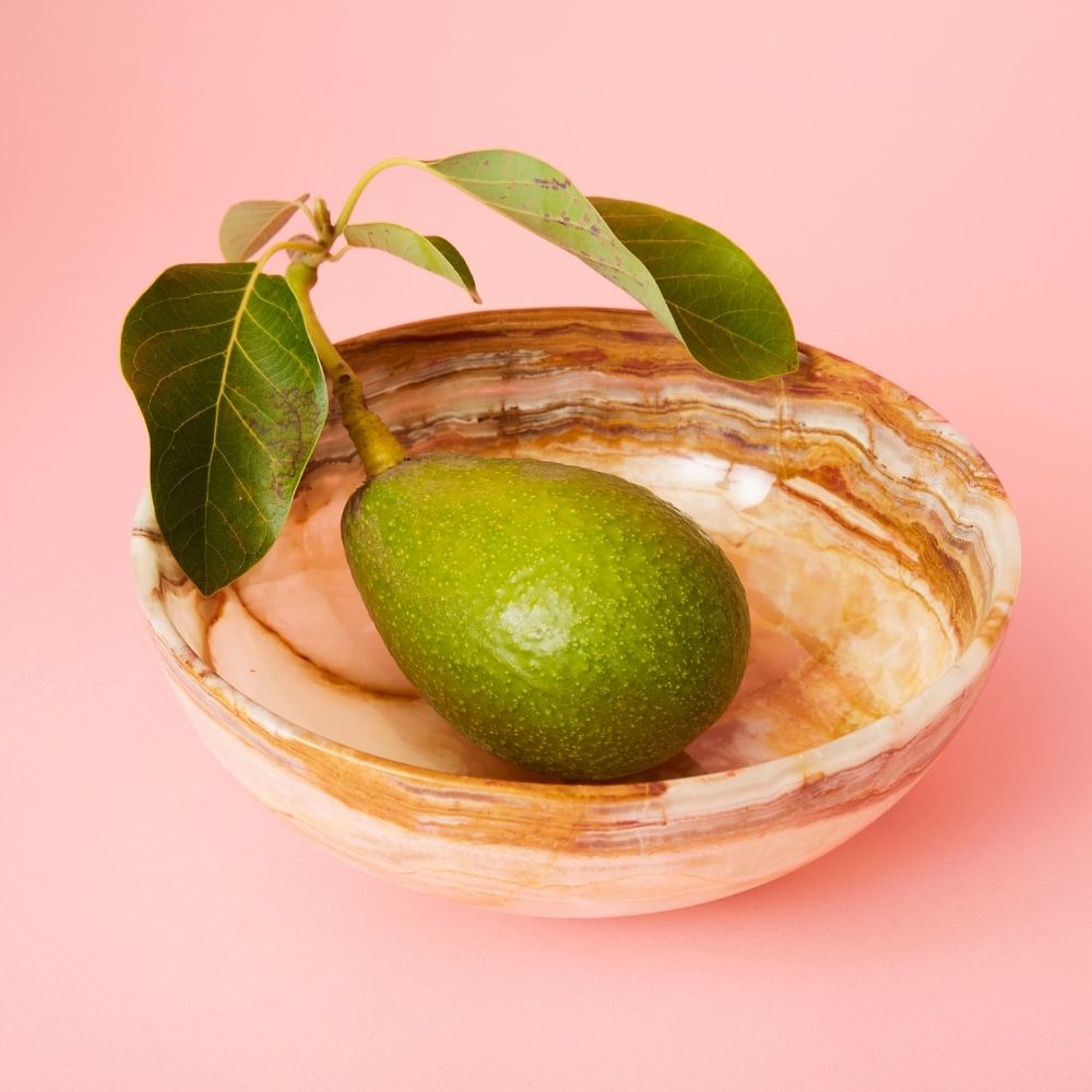Small 10" Pink Green Marble Onyx Fruit Bowl