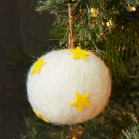Colorful Wool Stars Ball Ornament Set of 3