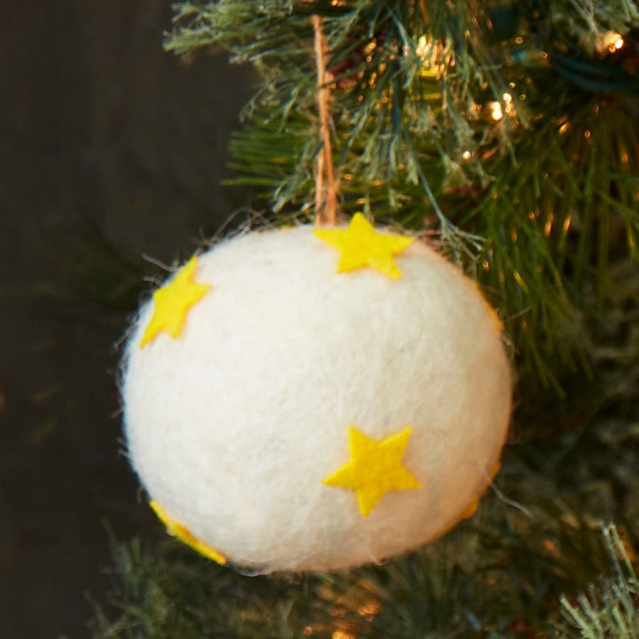 Colorful Wool Stars Ball Ornament Set of 3