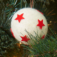 Colorful Wool Stars Ball Ornament Set of 3
