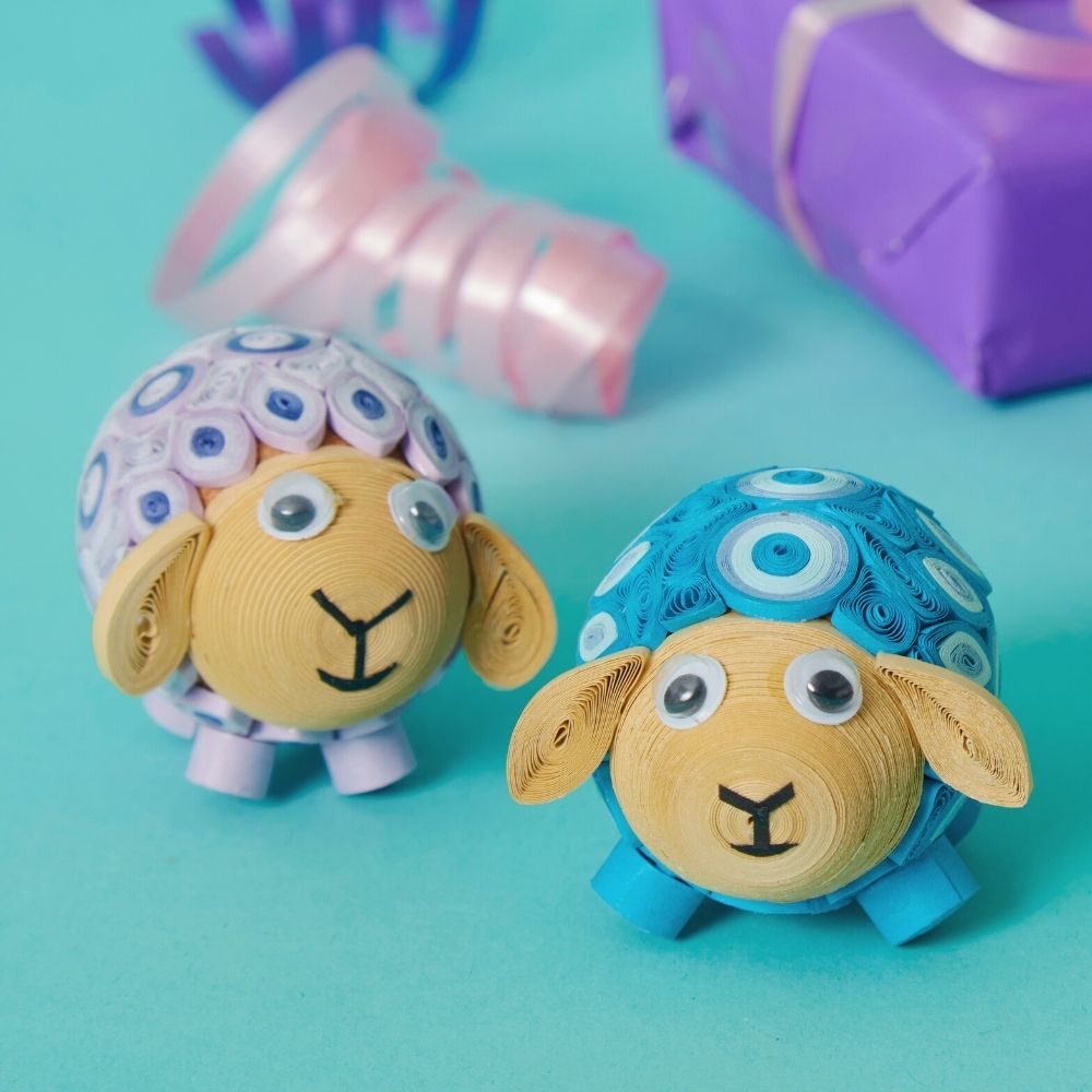 Mini Quilled Paper Easter Lamb Set of 3
