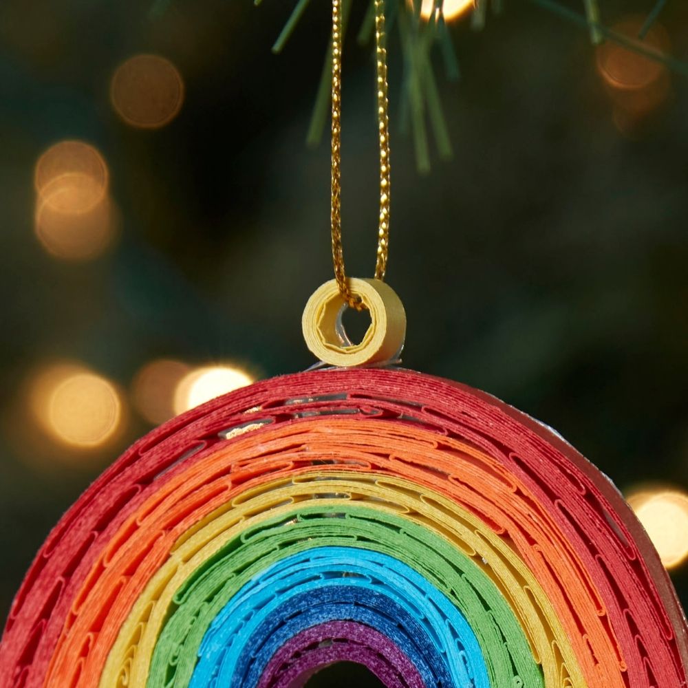 Quilled Paper Rainbow Christmas Ornament