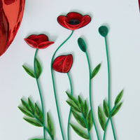 Quilled Paper Red Poppies Greeting Card