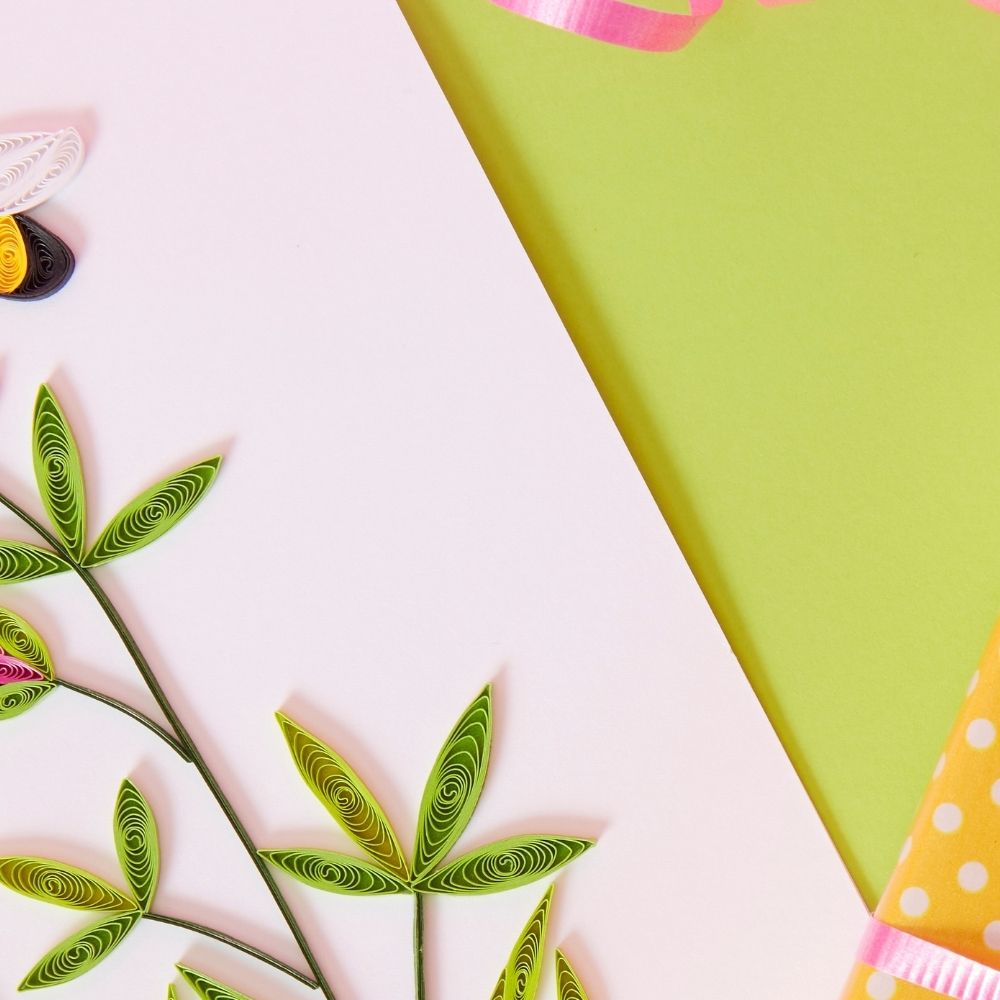 Quilled Paper Pink Clover Greeting Card