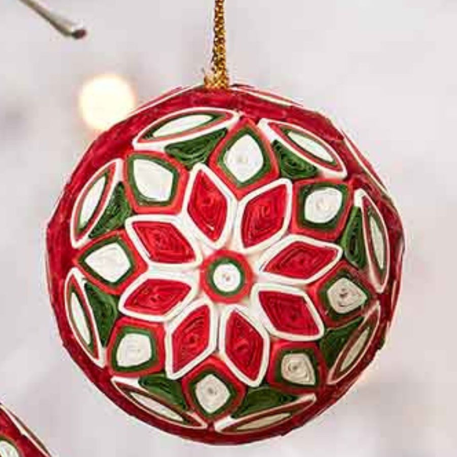 Quilled Paper Christmas Ball Ornament Set of 3