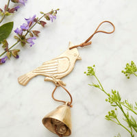Small Cardinal Bird Brass Metal Hanging Wind Chime