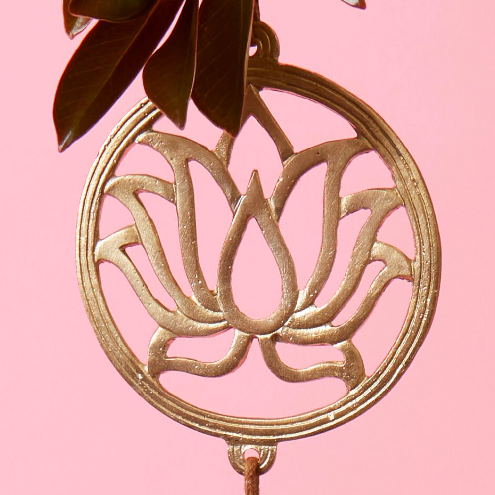 Small Lotus Brass Metal Hanging Wind Chime