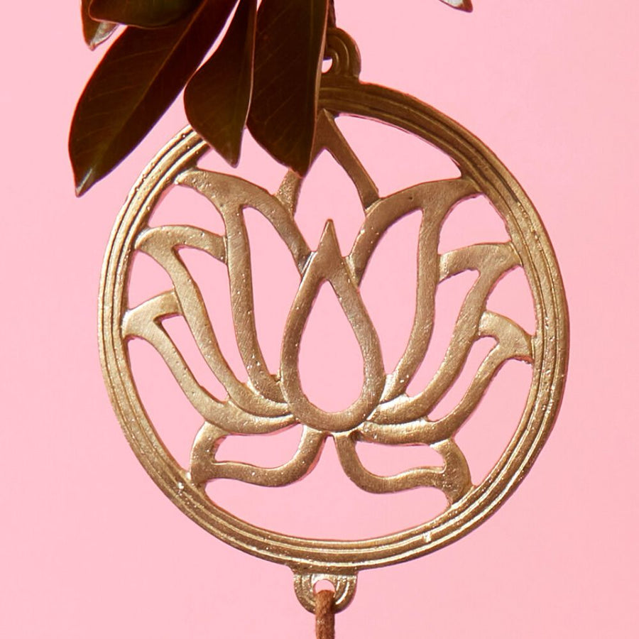 Small Lotus Brass Metal Hanging Wind Chime