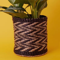10" Small Zig Zag Seagrass Planter Shelf Basket